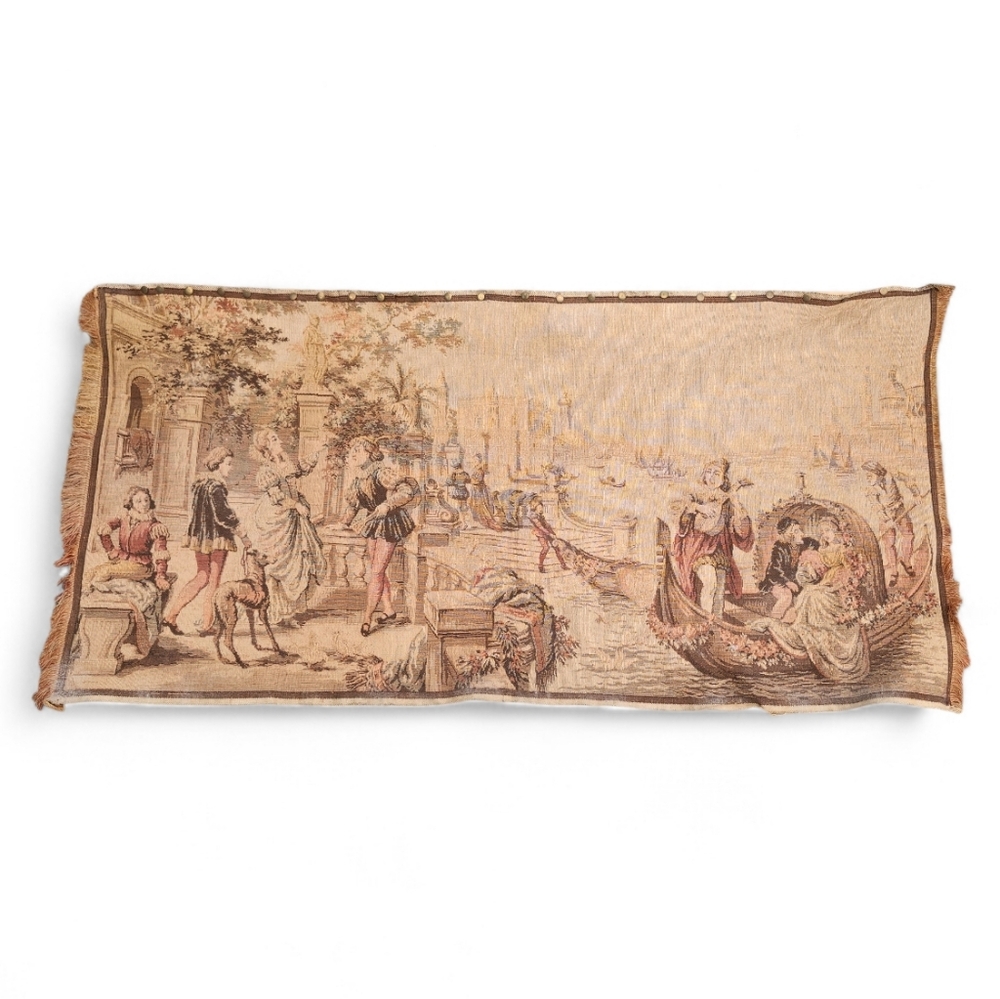 Vintage Antique Woven Tapestry Wall Hanging French 19 X 40 Made In Belgium - Picture 11 of 12